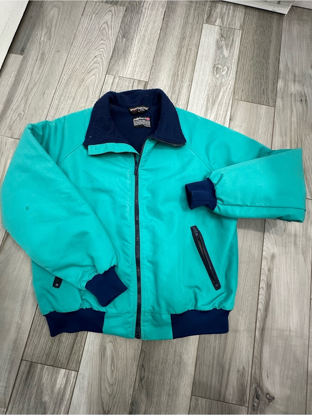 Vintage Teal and Navy Men's Puffer Jacket